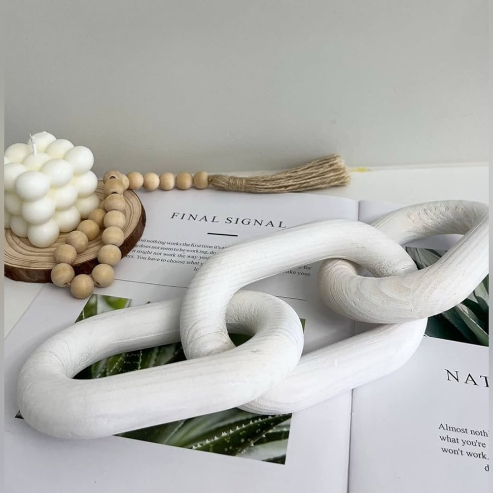 NWT White Jumbo Chain 3 Link Modern Rustic Home Accent Decor